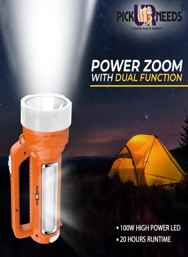 Pick Ur Needs Long Range Emergency Search Torch Light Rechargeable 100W with Side LED Tube Lights - Image 2